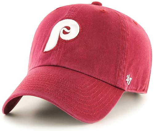 47 Brand MLB Cooperstown Primary Logo Clean Up Adjustable Baseball Cap Hat, Adult One Size Fits All - Philadelphia Phillies Burgundy | Amazon (US)