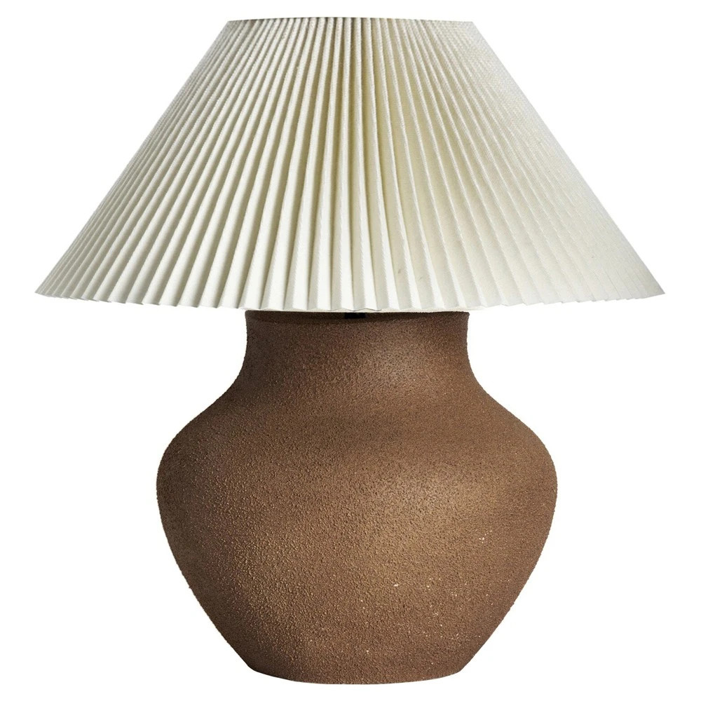 Palma Traditional Textured Dark Brown Ceramic Table Lamp | Kathy Kuo Home