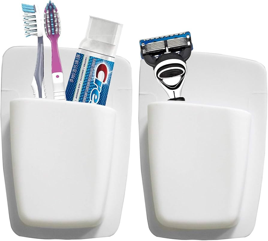 Qualsen Silicone Toothbrush Holder Mighty Toothpaste Razor Holder Bathroom Organizer Storage Wall... | Amazon (US)