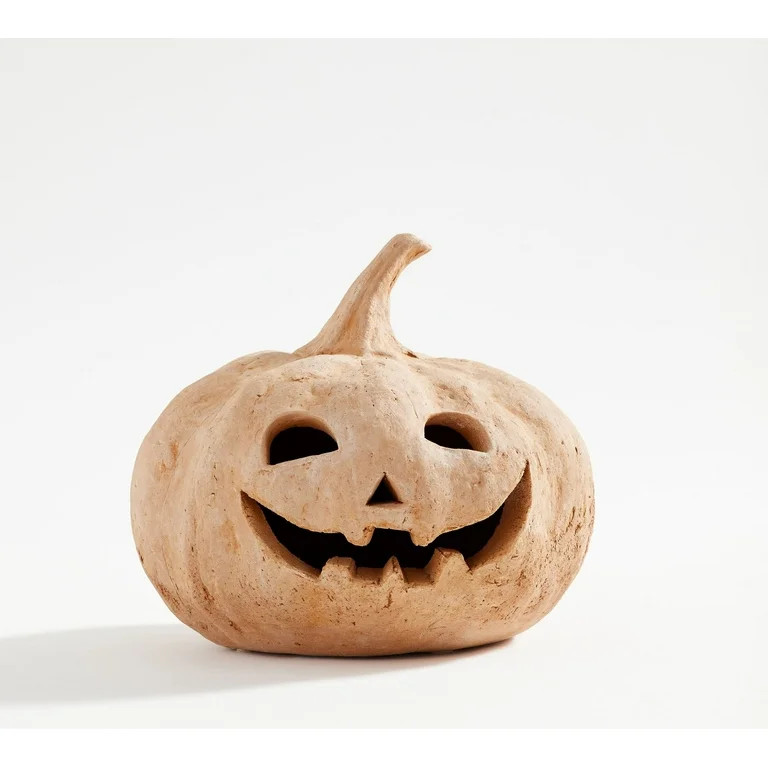 Hallowmas Handcrafted Terracotta Jack-O'-Lantern - Artisanal Halloween Decor with Hand-Carved Det... | Walmart (US)