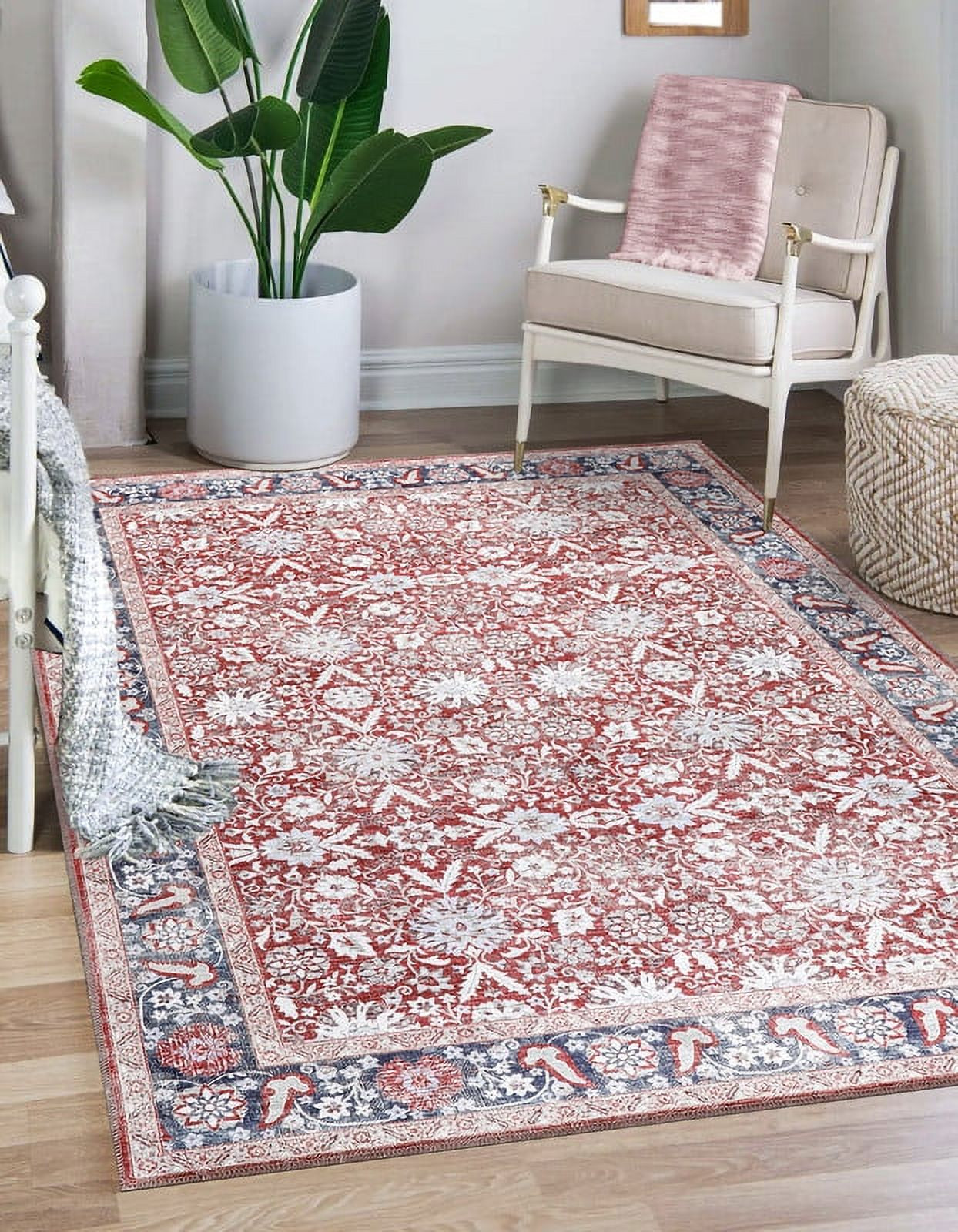 Beverly Rug Indoor Area Rugs, Machine Washable Modern Living Room Area Rug, Brown, 5'x7' | Walmart (US)