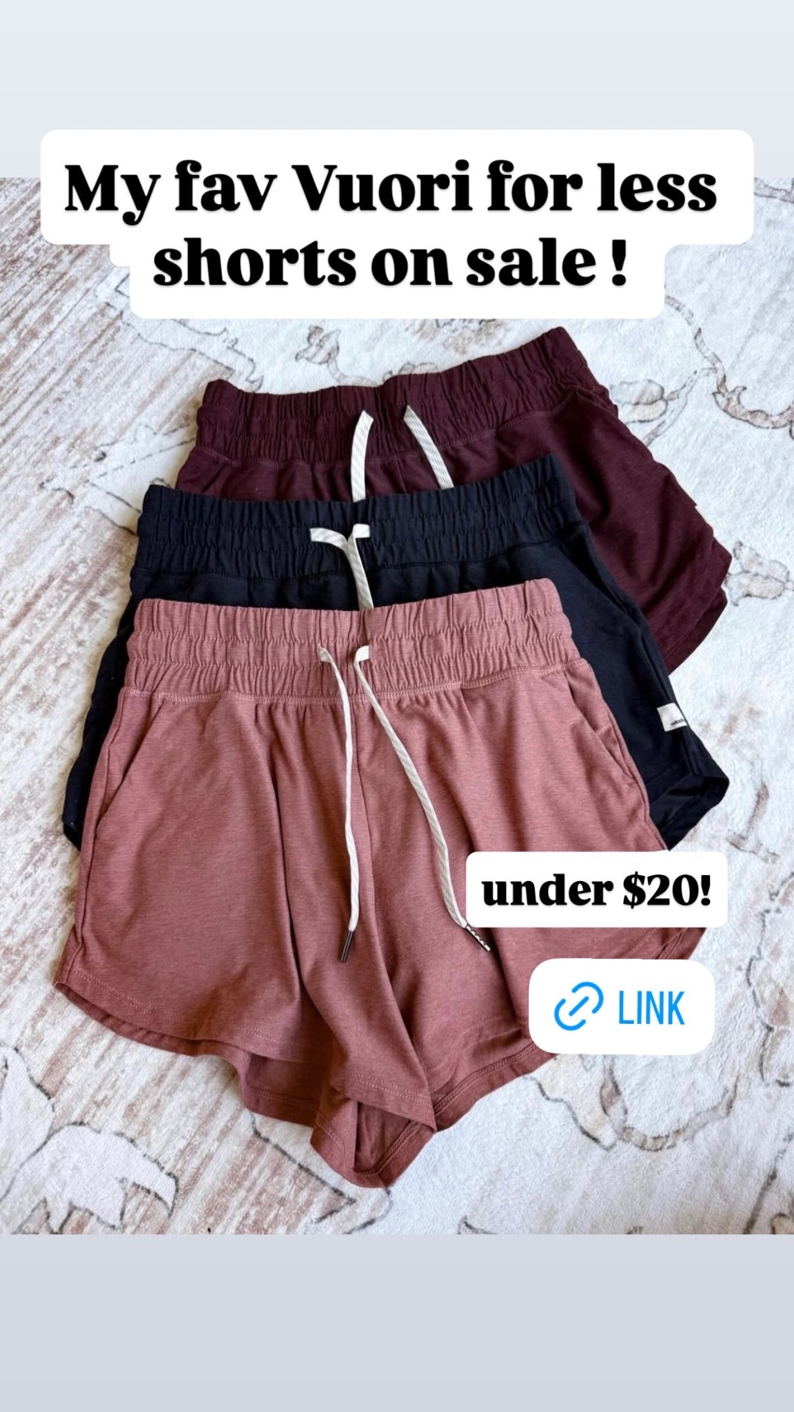under $20! My fav Vuori for less shorts on sale !