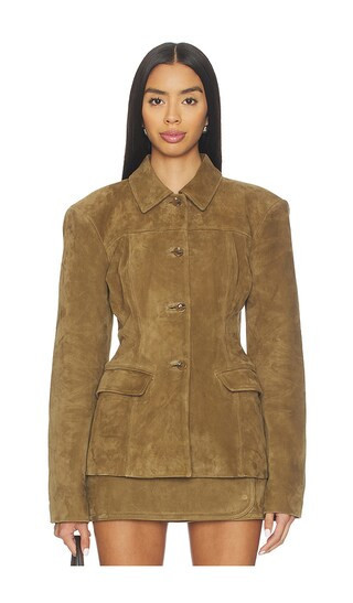 EAVES x Coco Aina Suede Cinched Jacket in Brown. - size S | Revolve Clothing (Global)