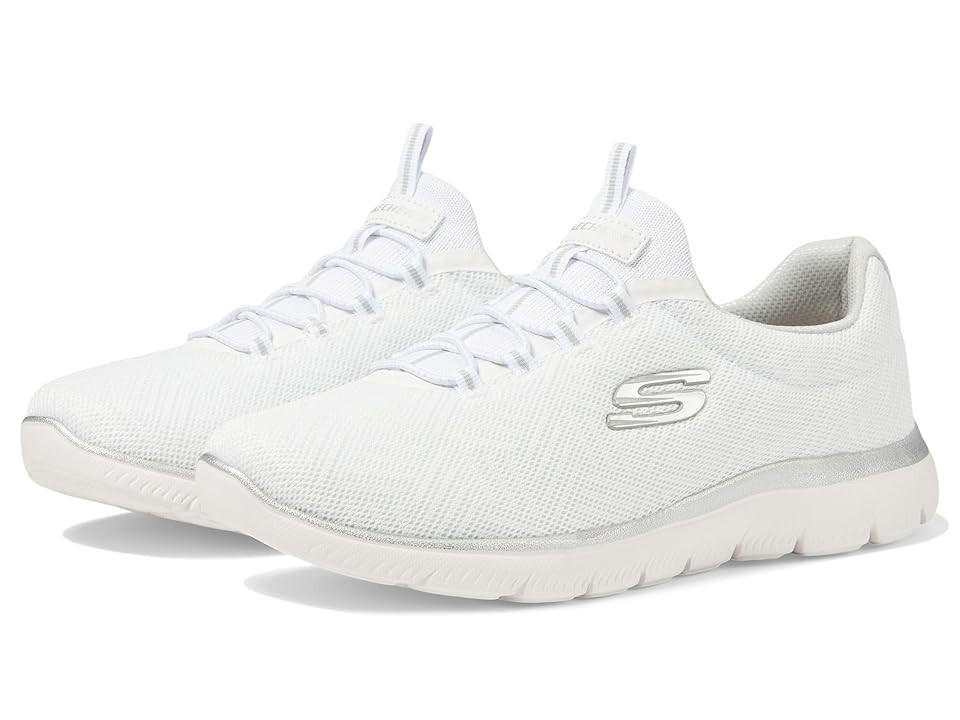 SKECHERS Summits Artistry Chic Women's Shoes White Silver : 5.5 B - Medium, Rubber | Zappos