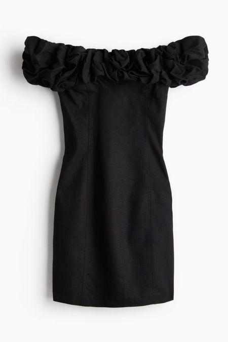 Off the shoulder black mini dress 

#LTKstyletip #LTKSeasonal #LTKfindsunder100