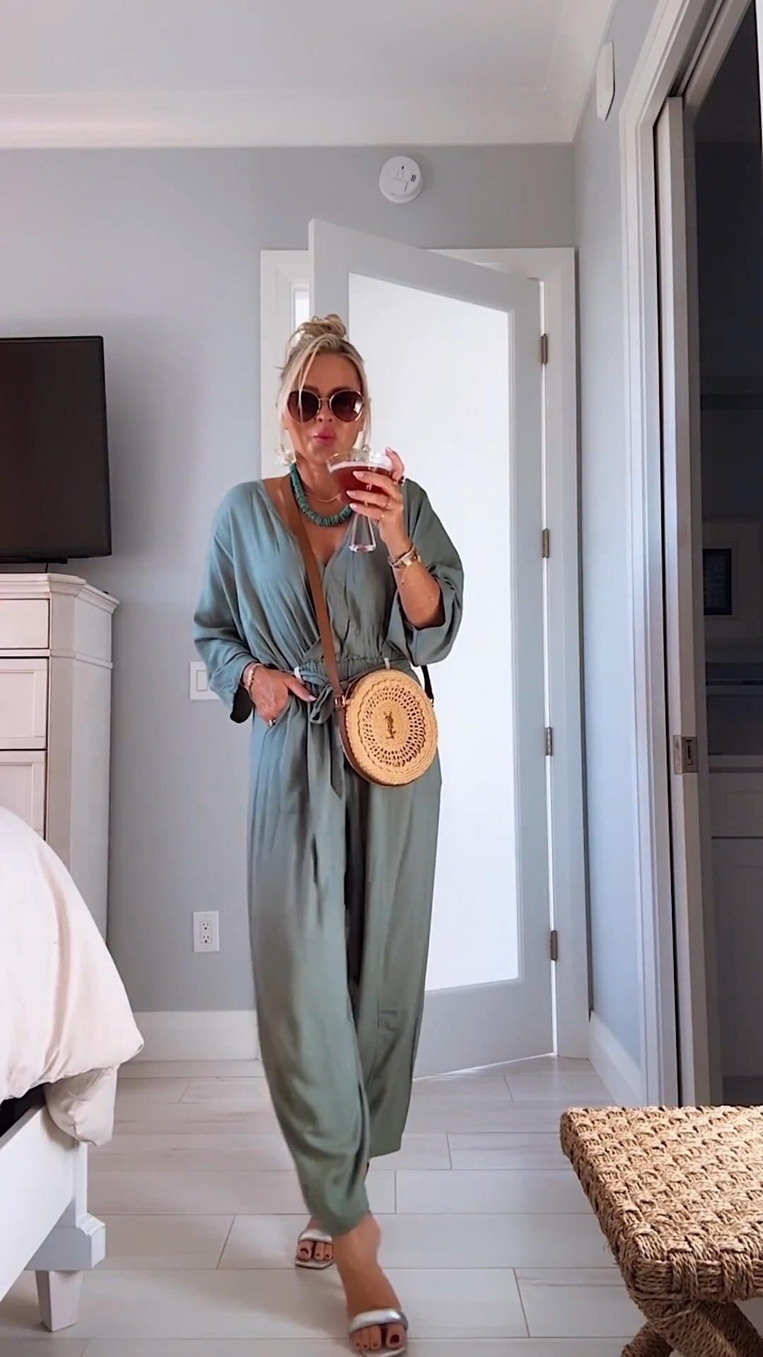 My linen jumpsuit! Comes in more colors and has pockets! Wearing a small. 

Vacation outfit. Resort wear. Heels. Flats. Jumpsuit. Linen. Necklace.

#LTKBeauty #LTKFindsUnder50 #LTKFindsUnder100