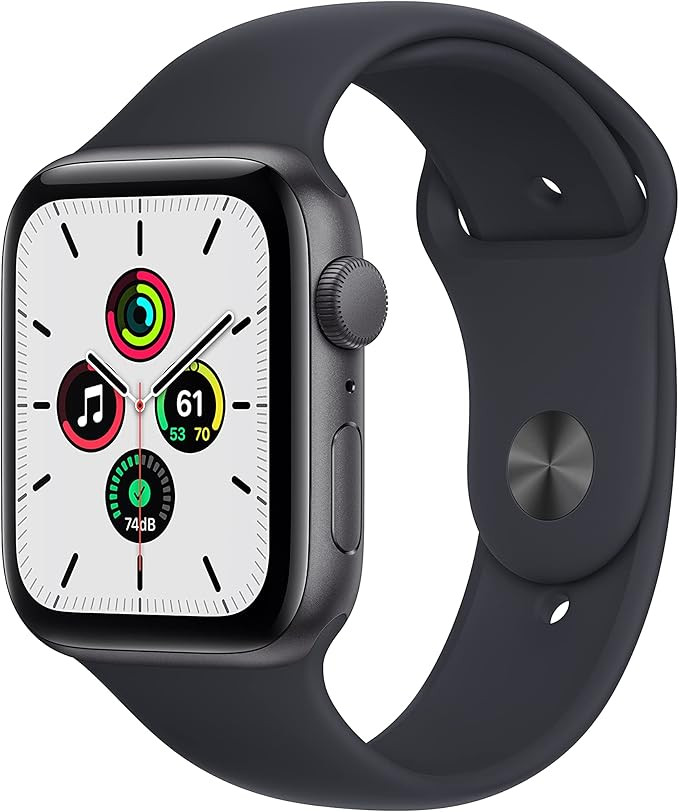 Apple Watch SE (GPS, 44mm) - Space Grey Aluminium Case with Midnight Sport Band - Regular | Amazon (US)