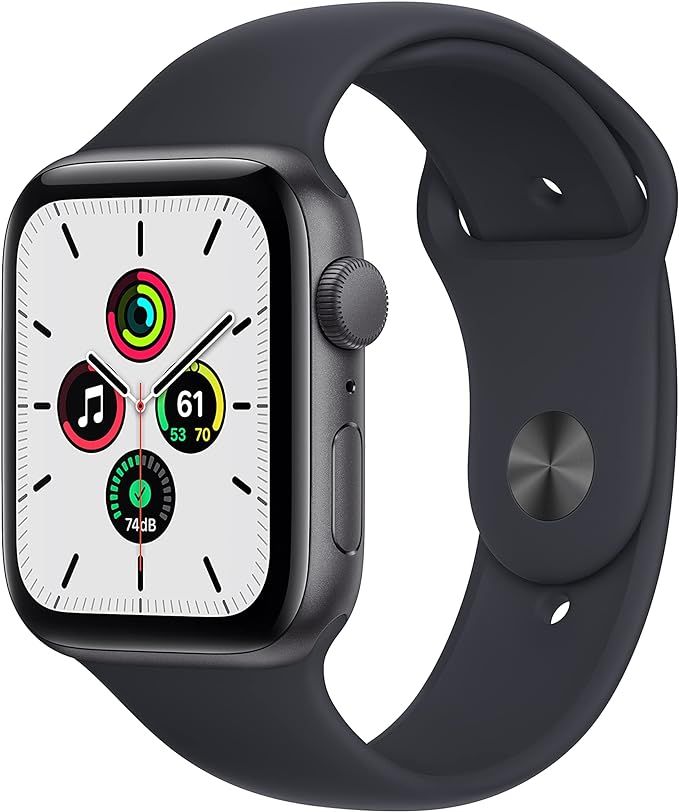 Apple Watch SE (GPS, 44mm) - Space Grey Aluminium Case with Midnight Sport Band - Regular | Amazon (US)