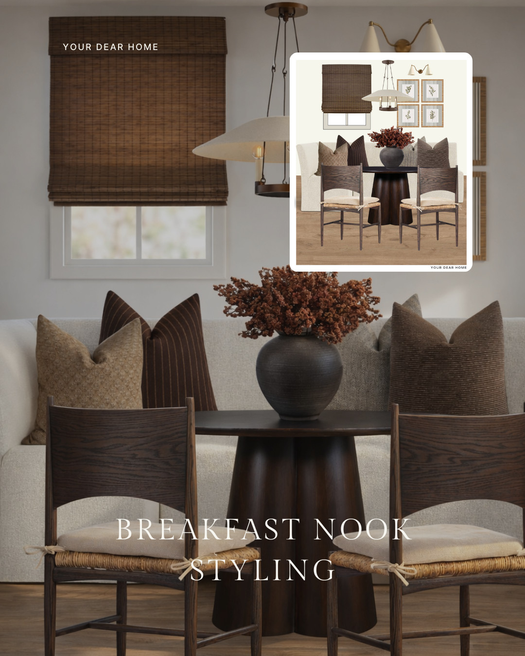 This breakfast nook leans warm, layered, and quietly dramatic in the best way. 

 #LTKHome