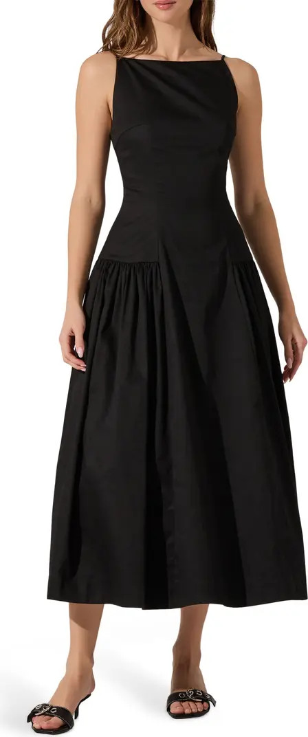 ASTR the Label High Neck Open Back Cotton Midi Dress | Nordstrom | Nordstrom