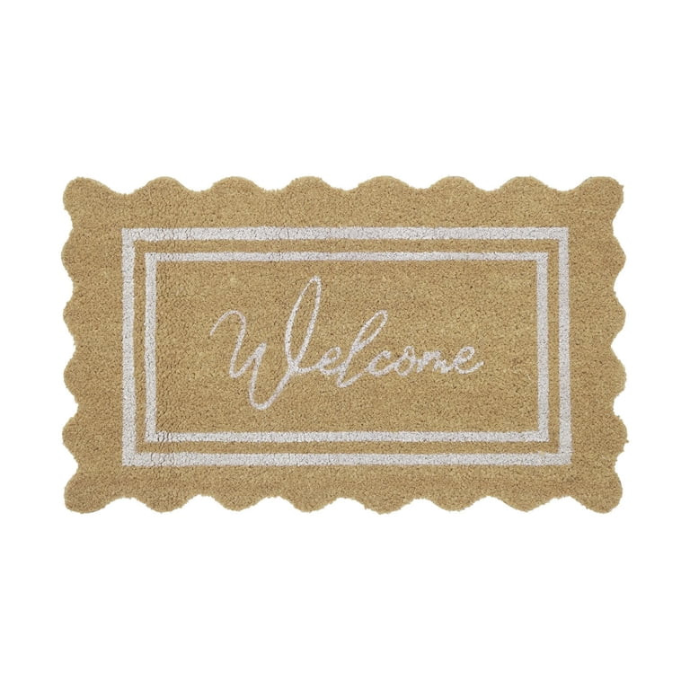 Scalloped Edge Welcome， Doormat Imitation Coir Home， Dirt-Scraper Textured Fiber Front Door M... | Walmart (US)