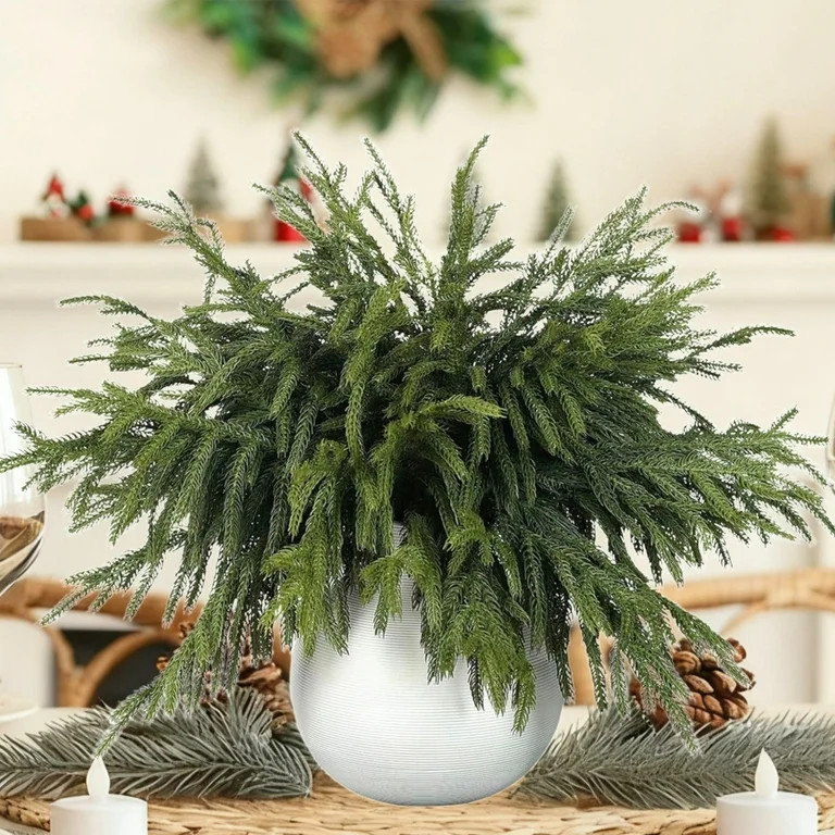 Scidweet Christmas Greenery Decorations, 16 Pcs Real Touch Artificial Norfolk Pine Branches, Faux... | Walmart (US)