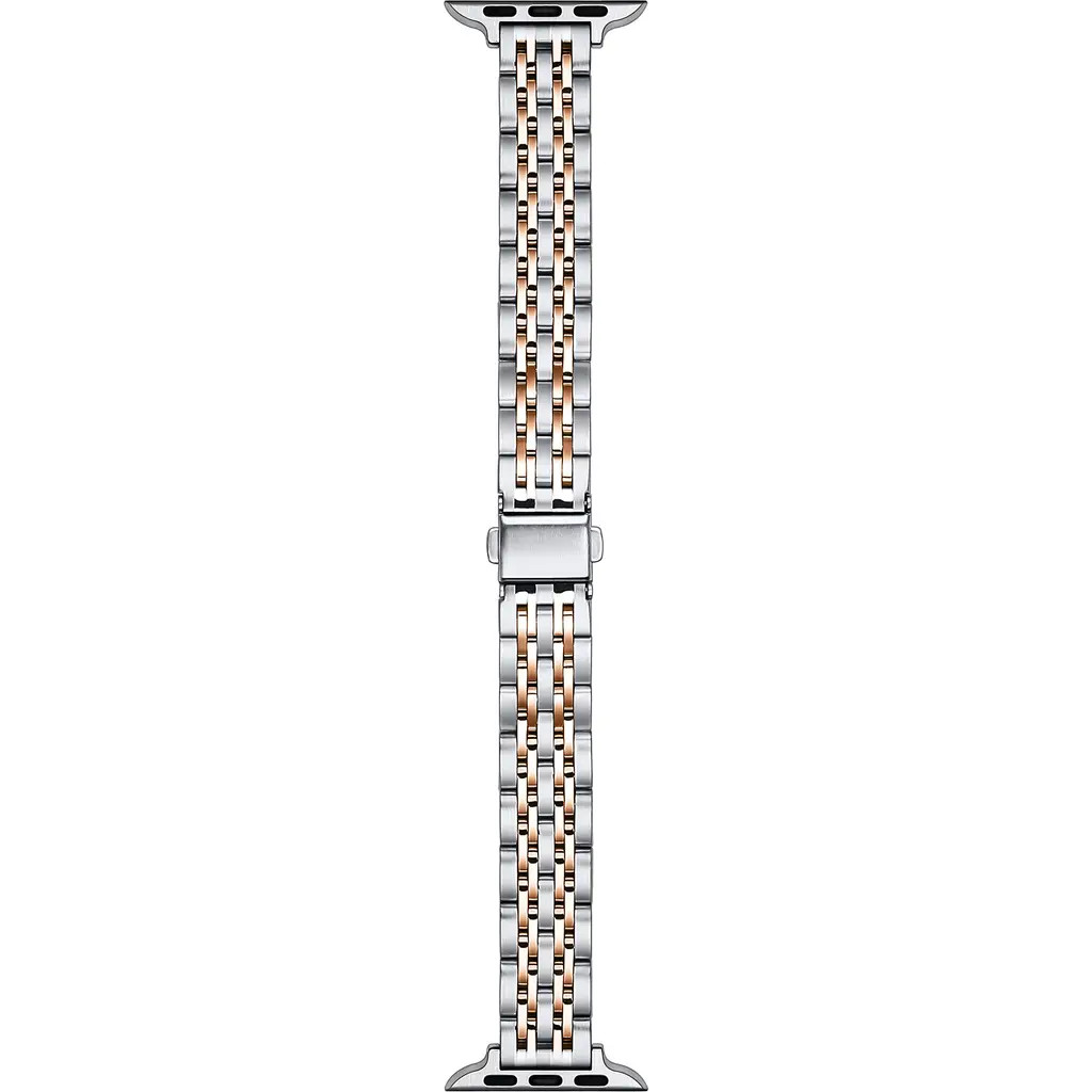 Posh Tech Rainey Skinny Stainless Steel Apple Watch® Watchband in Silver/Rose Gold at Nordstrom | Nordstrom
