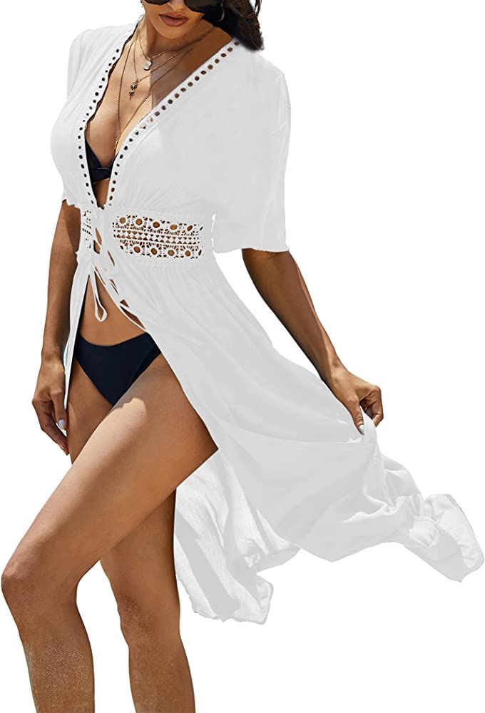 Ekouaer Women's Swimwear Cover Ups Sexy Open Front Beach Bikini Swimsuit Kimono Cardigan Cover Up... | Amazon (US)