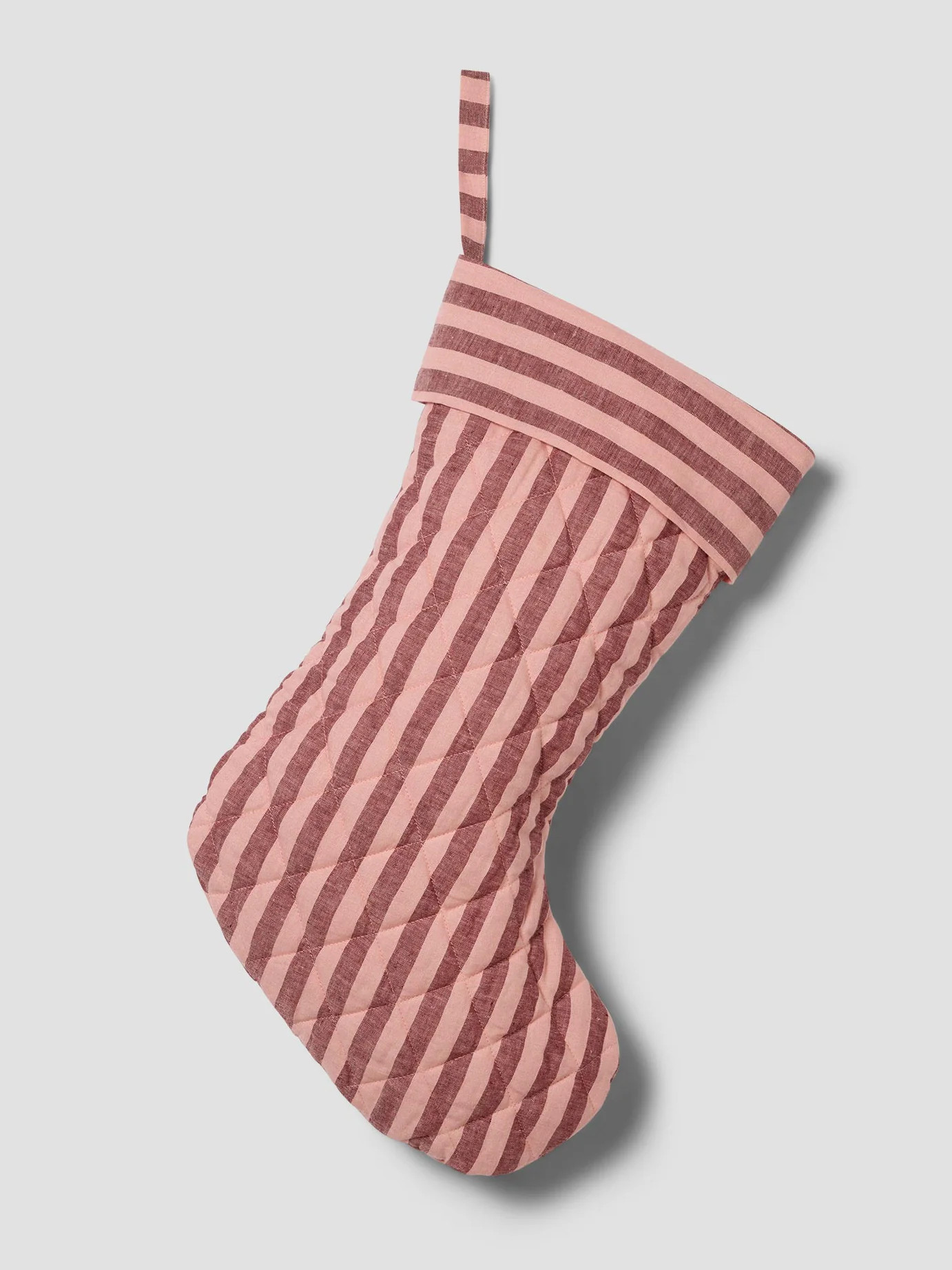 Rhubarb & Rose Pembroke Stripe Linen Blend Christmas Stocking | Piglet