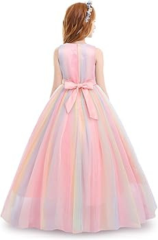 Girls Flower Vintage Lace Princess Long Dress for Kids Tulle Pageant Formal Party Wedding Floor D... | Amazon (US)
