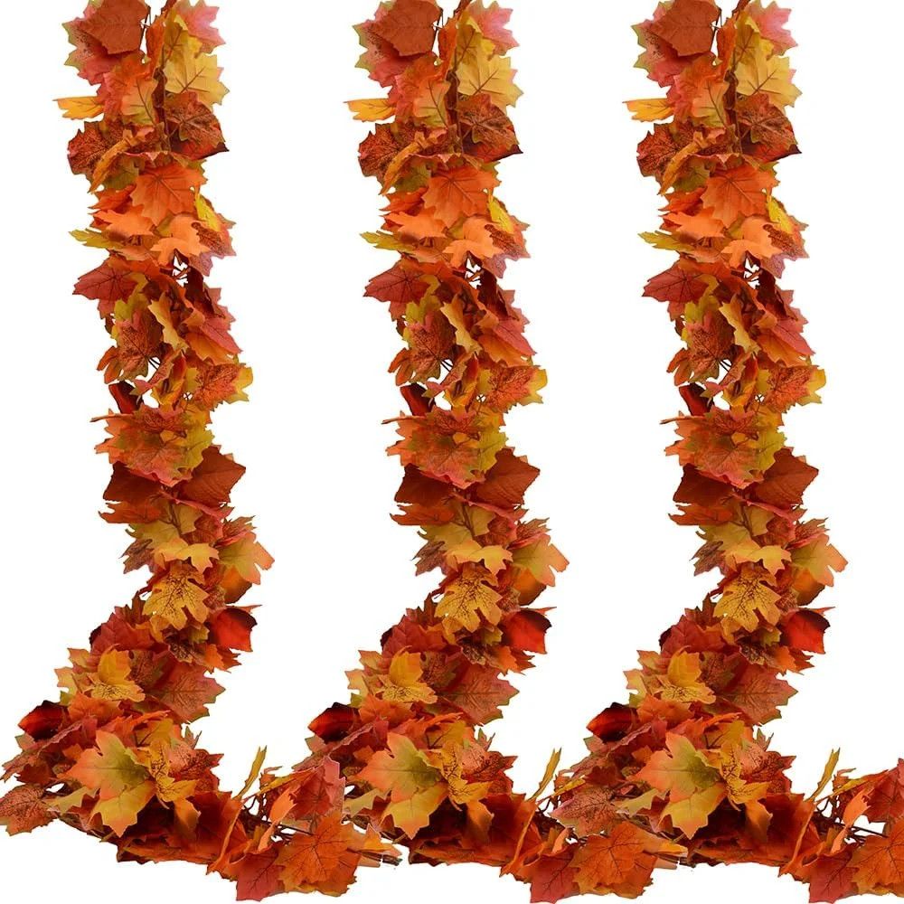 3 Pack Fall Garland Maple Leaf Garland 5.9Ft/Piece Fall Maple Leaves Garland Hanging Vine Garland... | Walmart (US)