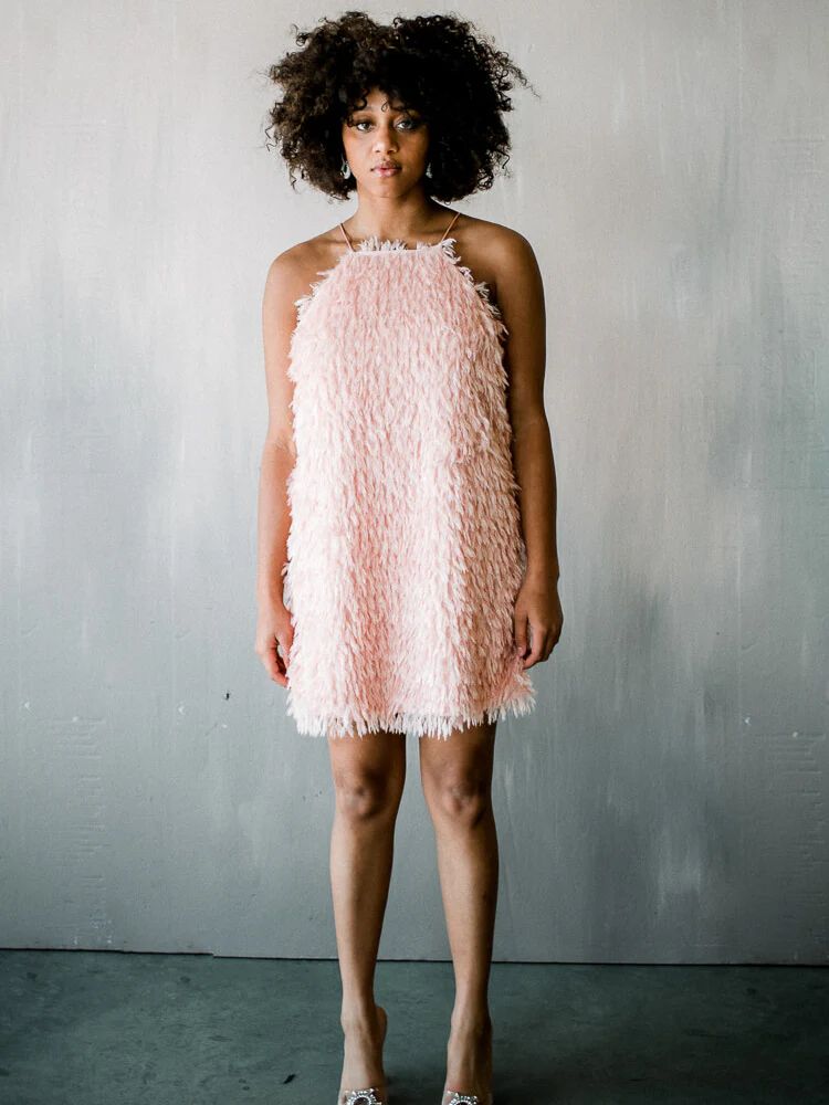 Dawn 3D Fringe Mini Dress - Pink | Confête