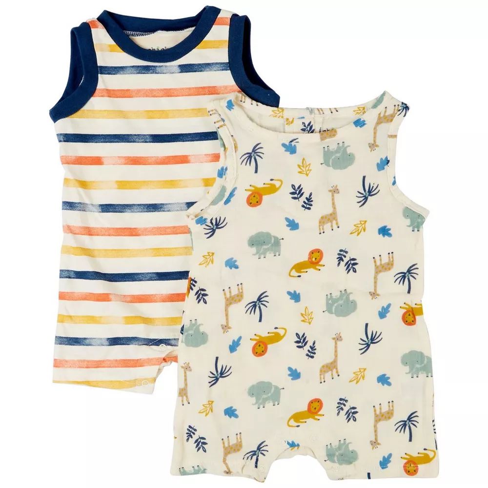 Baby Boys 2-pk. Jungle Animals & Stripe Romper Set | Bealls