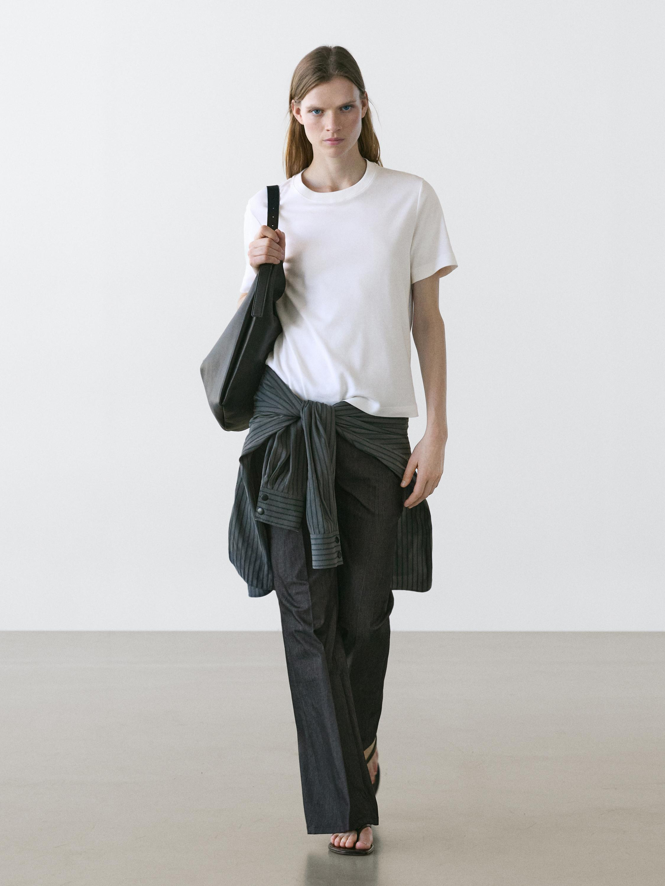 100% cotton interlock crew neck T-shirt | Massimo Dutti UK