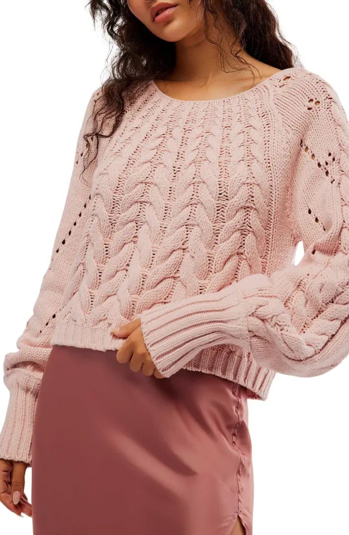 Free People Sandre Cable Stitch Pullover Sweater | Nordstrom | Nordstrom