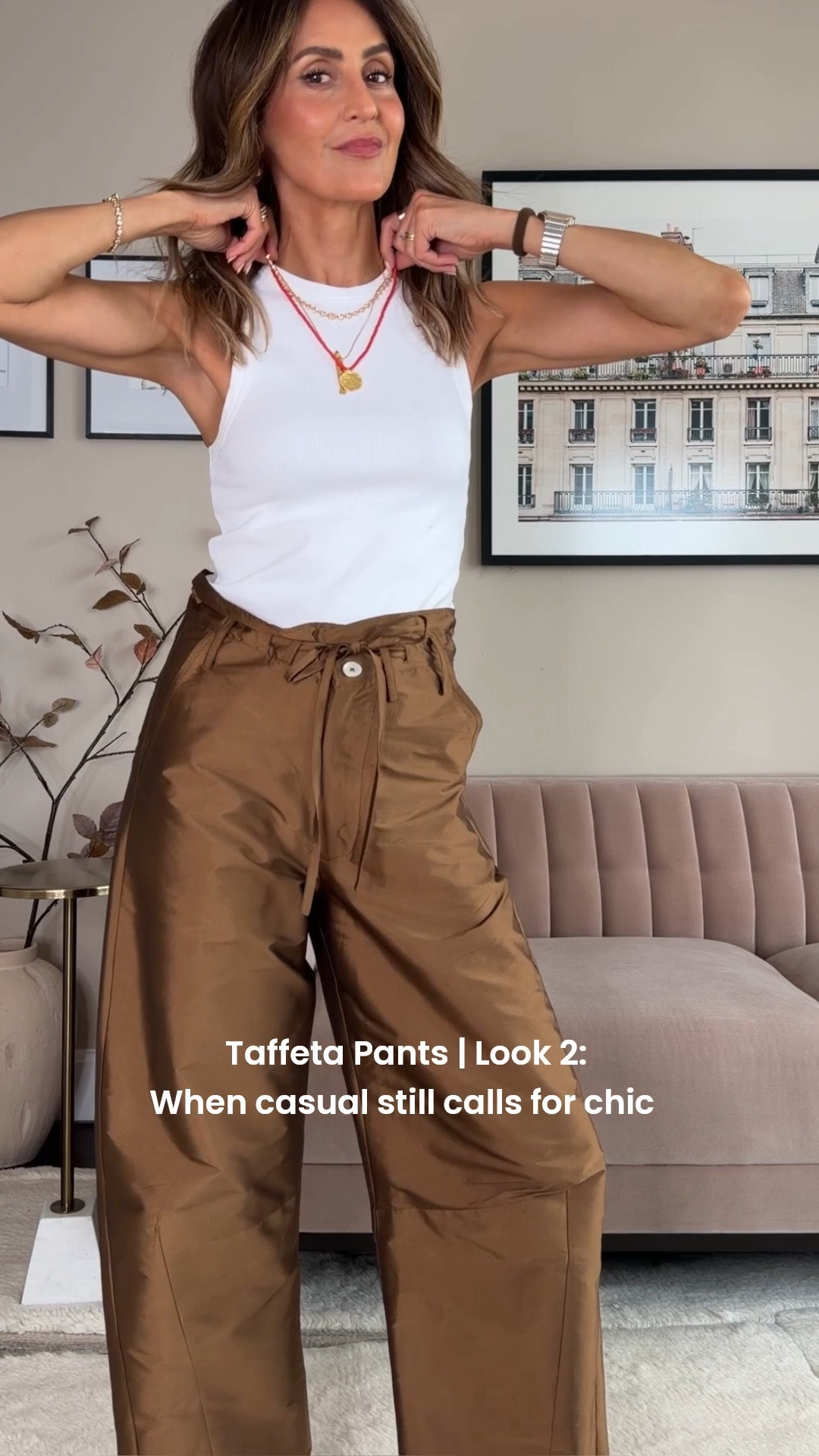 Taffeta Pants | Look 2
When casual still calls for chic ❤️✨ comment PANTS for all the links!

When our everyday pieces (white tanks and denim jacket) meet a statement pair of pants! I love these fun and unexpected combinations to elevate my everyday basics!! 

Pants are Bronze shade size 1, adjustable waist. Tank and denim jacket XS

#LTKgrwm #LTKSeasonal #LTKootd