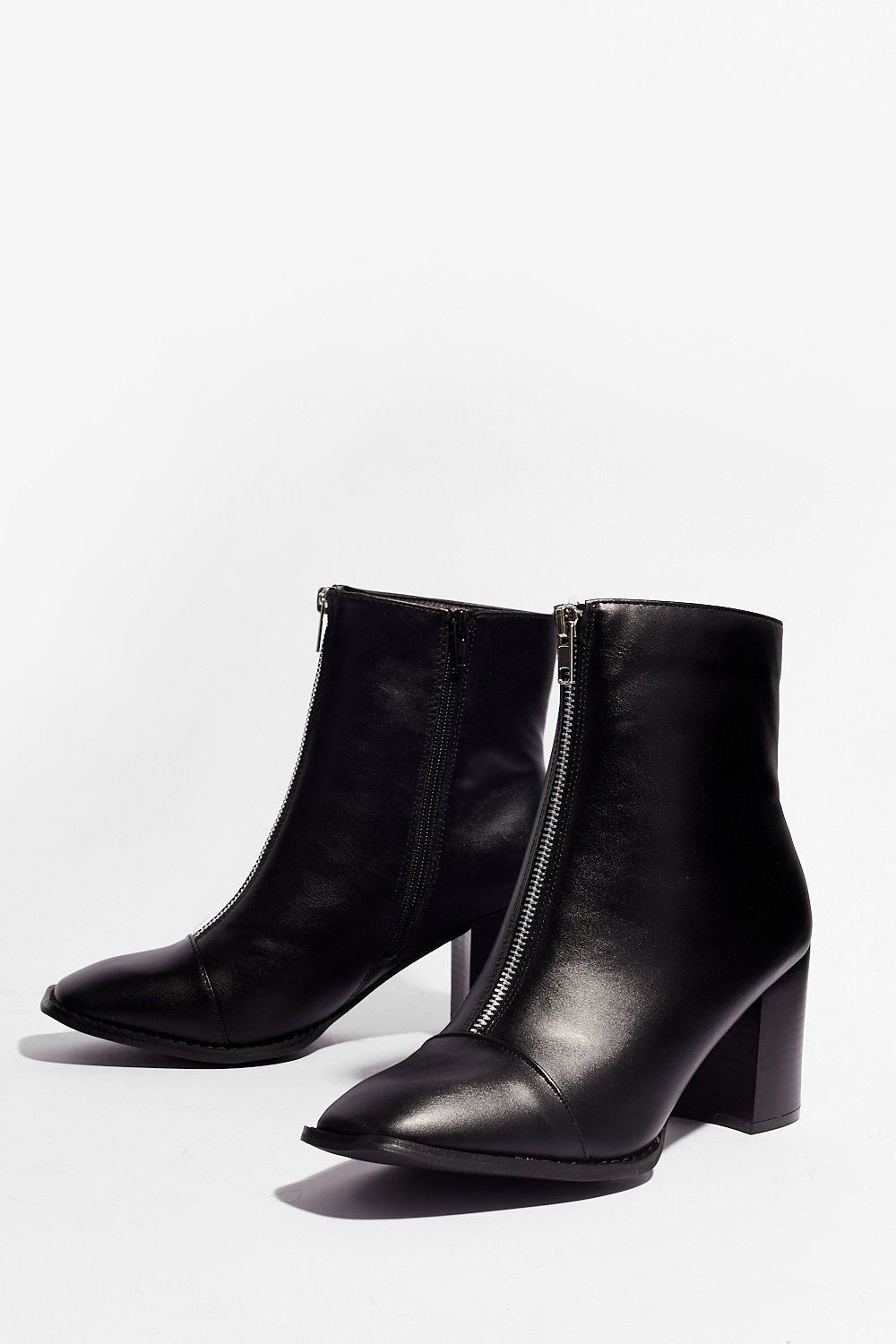 Zip the Details Faux Leather Heeled Boots | NastyGal (UK, IE)