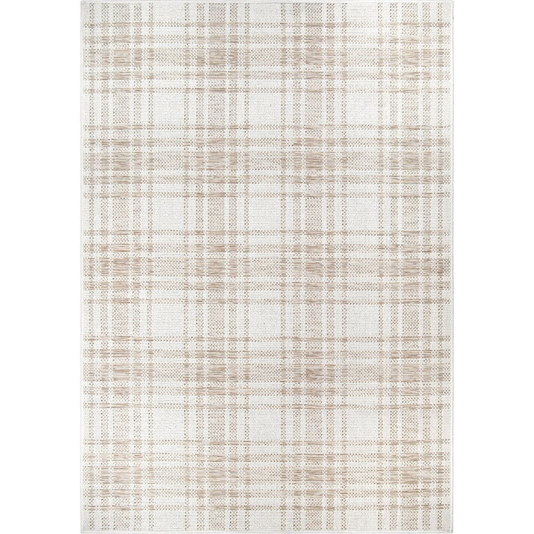 My Texas House Hampshire Plaid 5 X 7 Driftwood Reversible Outdoor Rug - Walmart.com | Walmart (US)