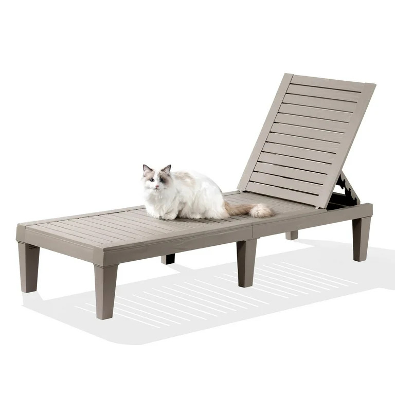 KUTIME Outdoor Patio Chaise Lounge Chair 5-Level Adjustable Lounger Recliner 2 Sets | Walmart (US)