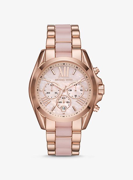 Oversized Bradshaw Rose Gold-Tone and Acetate Watch | Michael Kors US