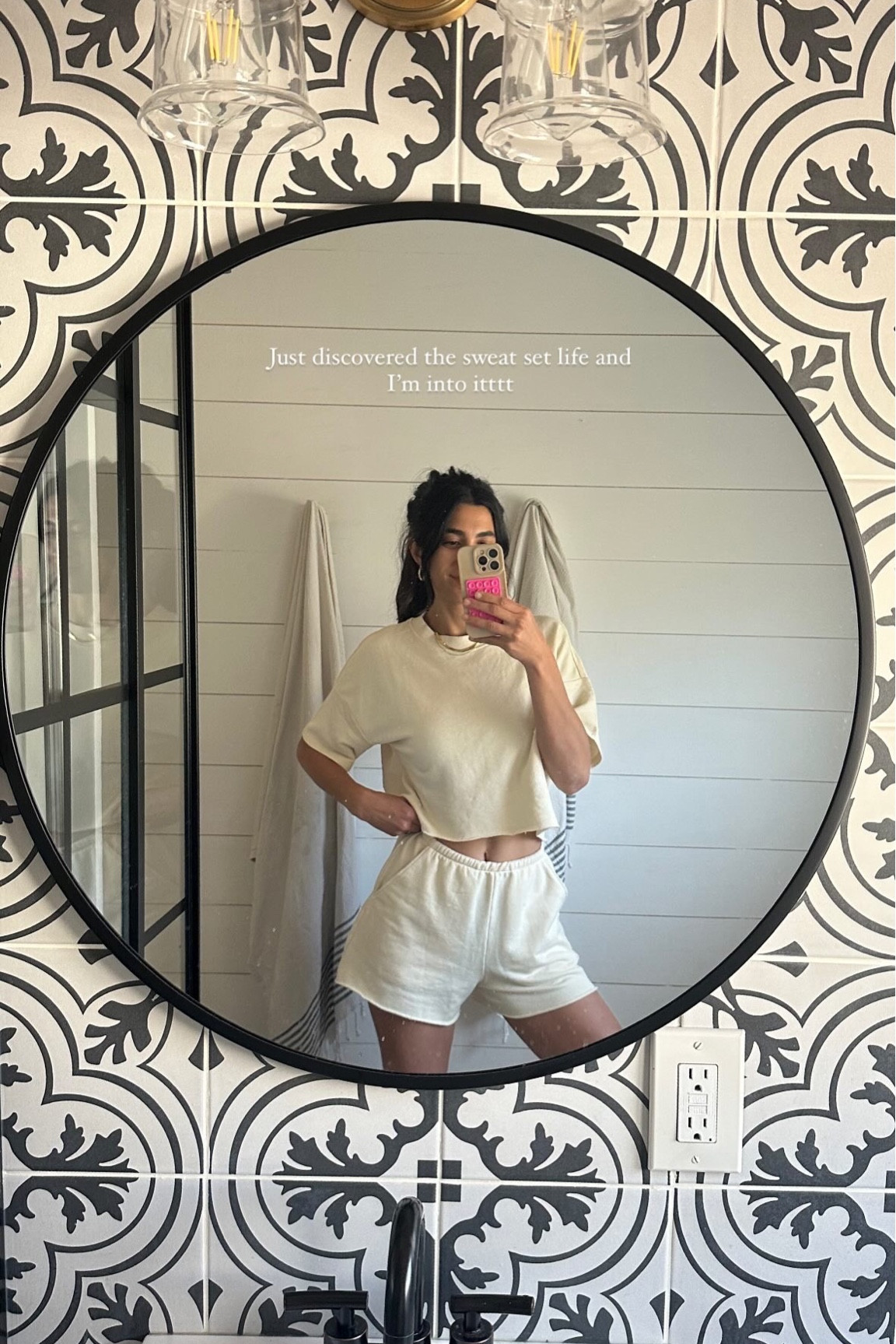 Shirt size S, shorts size XS. 