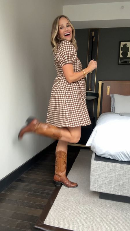 The gingham dress is one of my favorite fall dresses! It can be worn with boots for a country concert but also looked cut with booties or sneakers! It could even work as a low key Halloween costume! I’m wearing it for the western-themed party in Texas at LTK Con! The dress is bump friendly :) 


#LTKHalloween #LTKCon #LTKbump