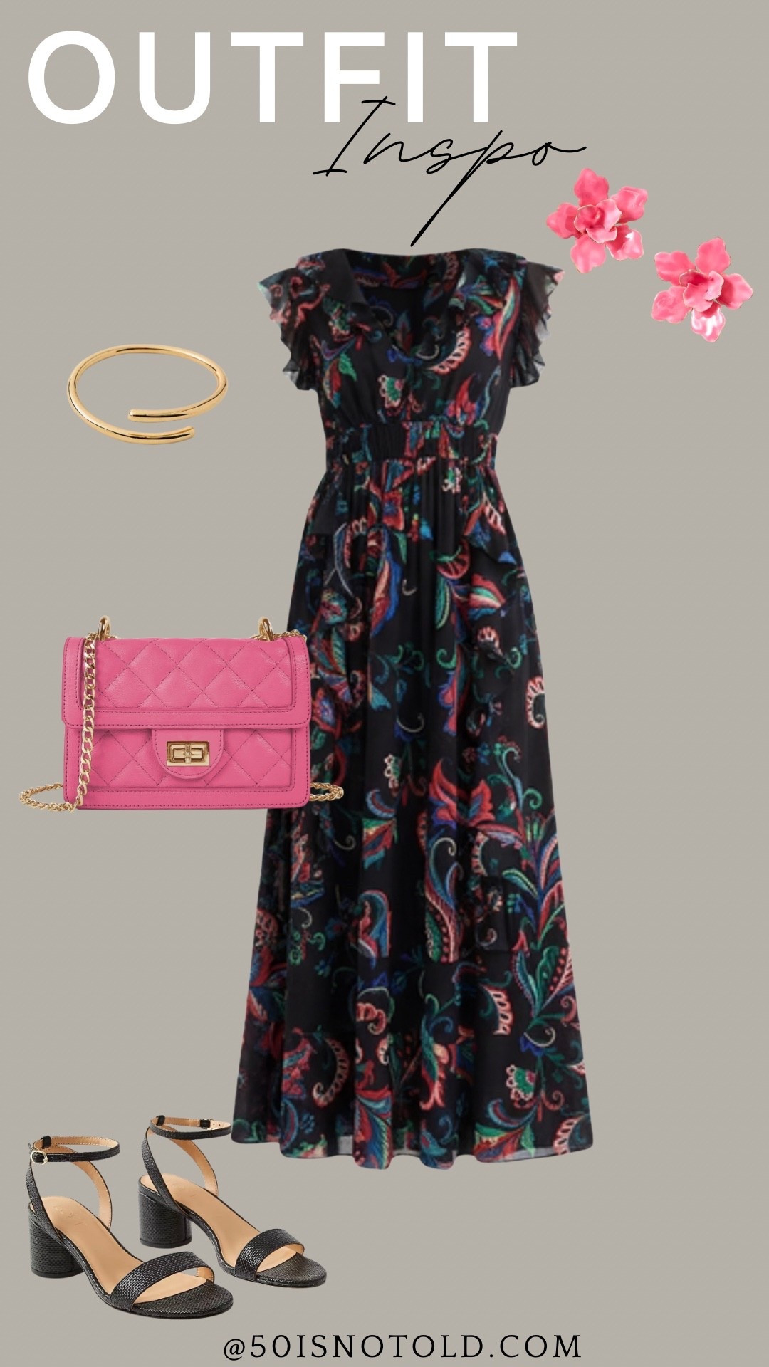 A fun outfit idea for Spring! I love the fun pops of color throughout this dress and it is so easy to add pink or green accessories. 

#LTKOver40 #LTKootd #LTKWedding
