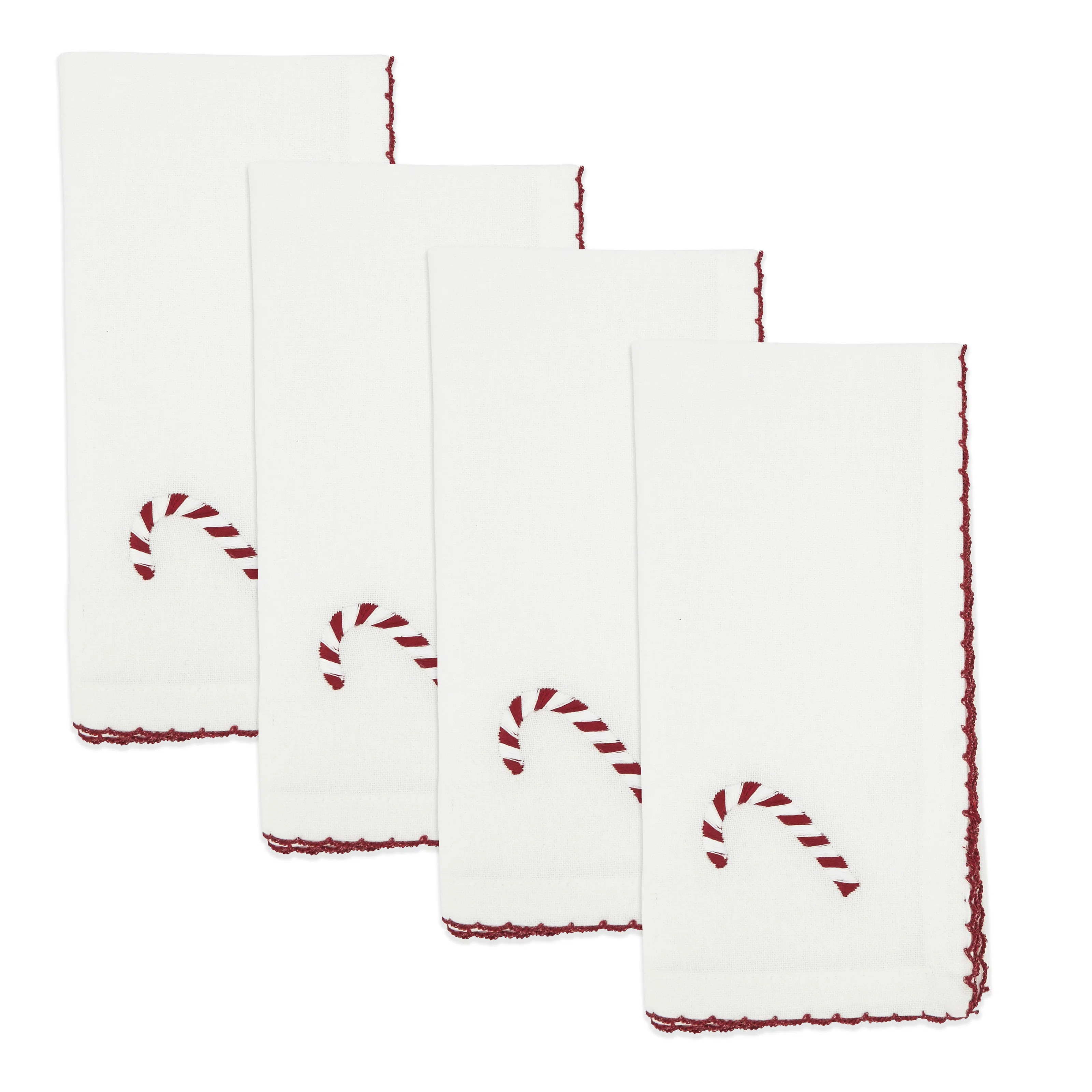 Winter Wonderland Whip Stitch Candy Cane Napkin (Set Of 4) (Set of 4) | Birch Lane