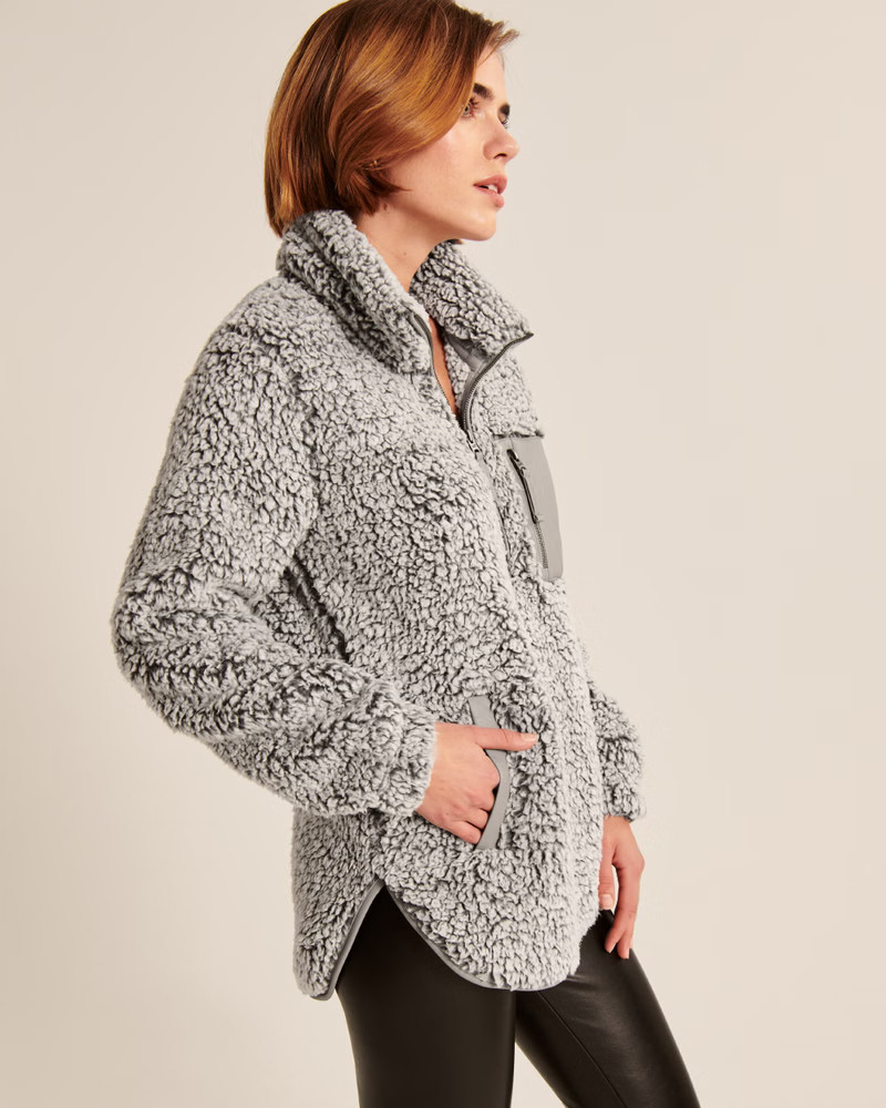 Sherpa Half-Zip Elevated Trim Sweatshirt | Abercrombie & Fitch (US)