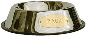 LuckyPet Stainless Steel Pet Bowl with Engraved Brass Plaque & Non-Skid Base, Size Small | Amazon (US)