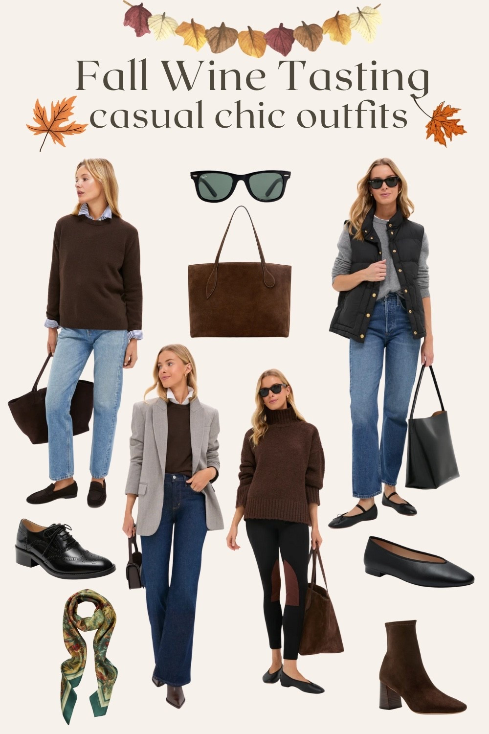 Fall Wine Tasting Outfits — Casual Chic Style

Cozy knits, tailored blazers, and relaxed denim make the perfect pairing for a fall wine tasting weekend. These effortless neutral looks blend comfort and polish — ideal for strolling vineyards, tasting rooms, or a cozy dinner after the winery.

Think warm chocolate tones, classic layers, loafers, and ankle boots that transition beautifully from day to evening. Style tip: add a soft suede tote and minimal gold jewelry to finish the look.

Shop my full edit for timeless, casual-chic fall style that’s perfect for wine country weekends and everyday fall outings.

#LTKOver40 #LTKPetite #LTKSeasonal