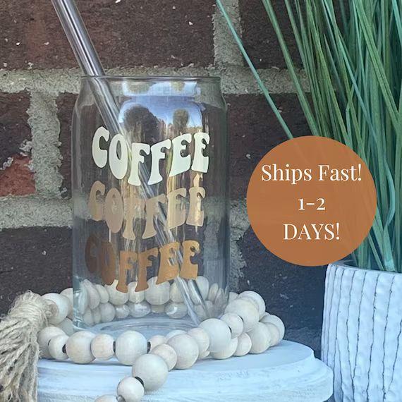 Can Glass-Coffee, Coffee Glass, Soda Can glass, Beer Can Glass With Lid and Straw, Iced Coffee Gl... | Etsy (US)