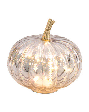 Led Glass Etched Pumpkin | TJ Maxx