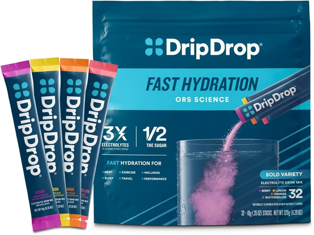 DripDrop Hydration Packets - Bold Variety Pack - Single Serve Electrolytes Powder Drink Mix - Wat... | Amazon (US)