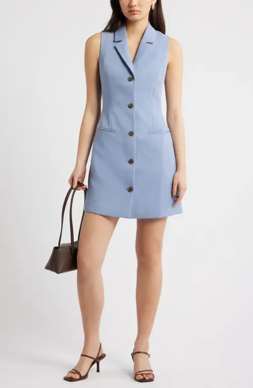 Open Edit The Icon Sleeveless Blazer Dress in Blue Umbra at Nordstrom, Size Xx-Small | Nordstrom