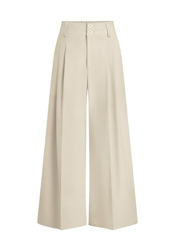 PRETTYGARDEN Women's High Waisted Wide Leg Dress Pants,Beige,L | Amazon (US)