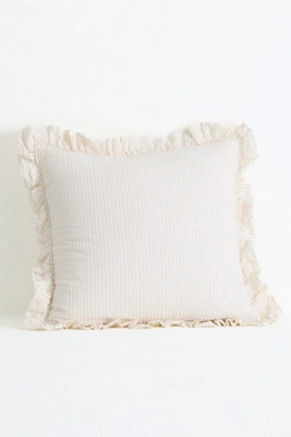 Bridget Cotton Yarn-Dyed Seersucker Ruffle Pillow | Anthropologie (US)