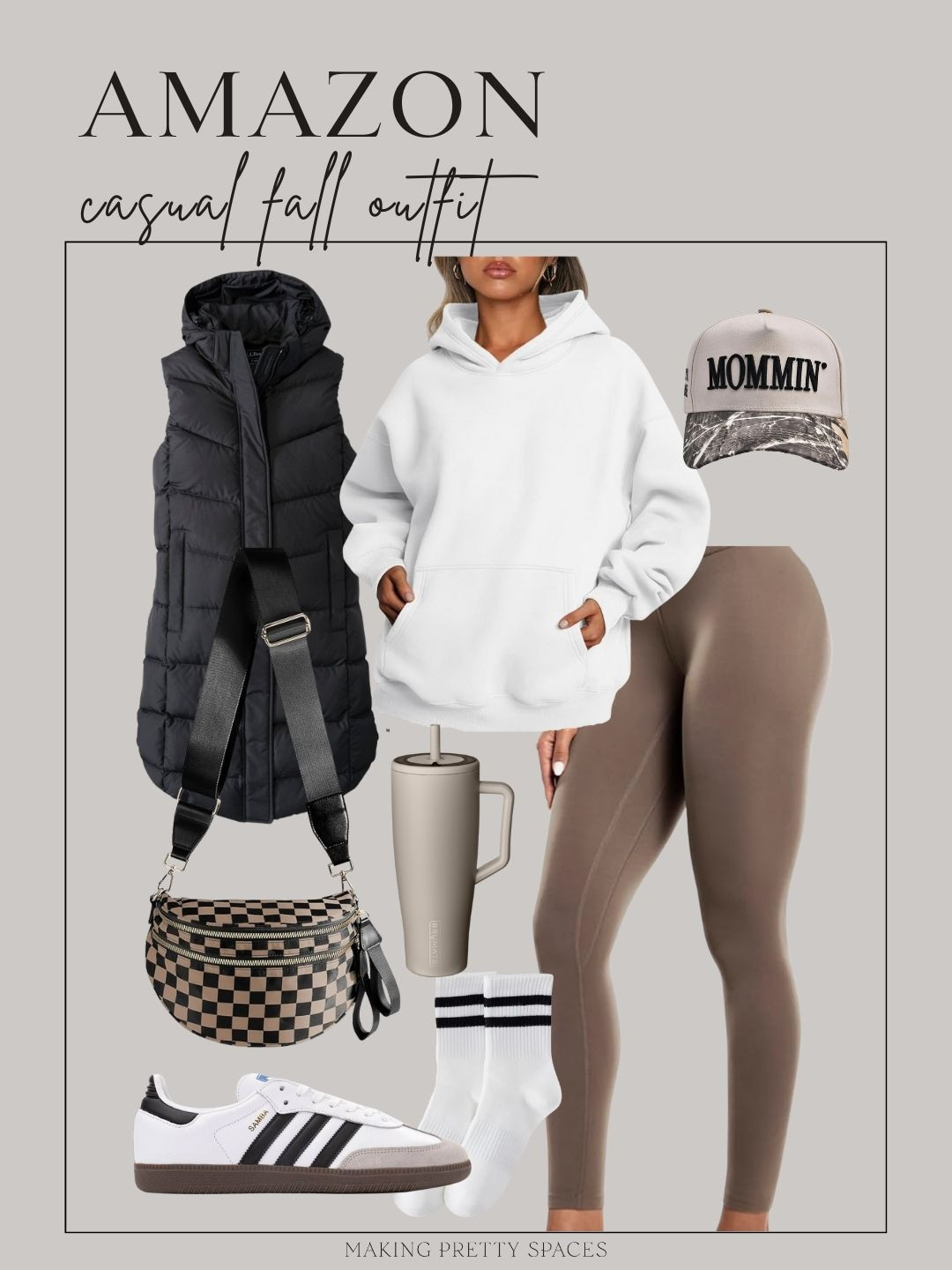 Shop this Amazon casual fall outfit! Sweatshirt, leggings, Adidas shoes, hat, socks, brumate, vest, Amazon fashion, fall fashion 

 #LTKSeasonal #LTKSaleAlert #LTKStyleTip