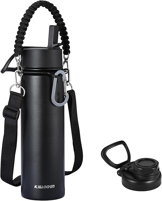 KXIAOCHEN Insulated Water Bottle, Stainless Steel Water Bottle, 2 Lids (Straw and Handle Lid),Wid... | Amazon (US)