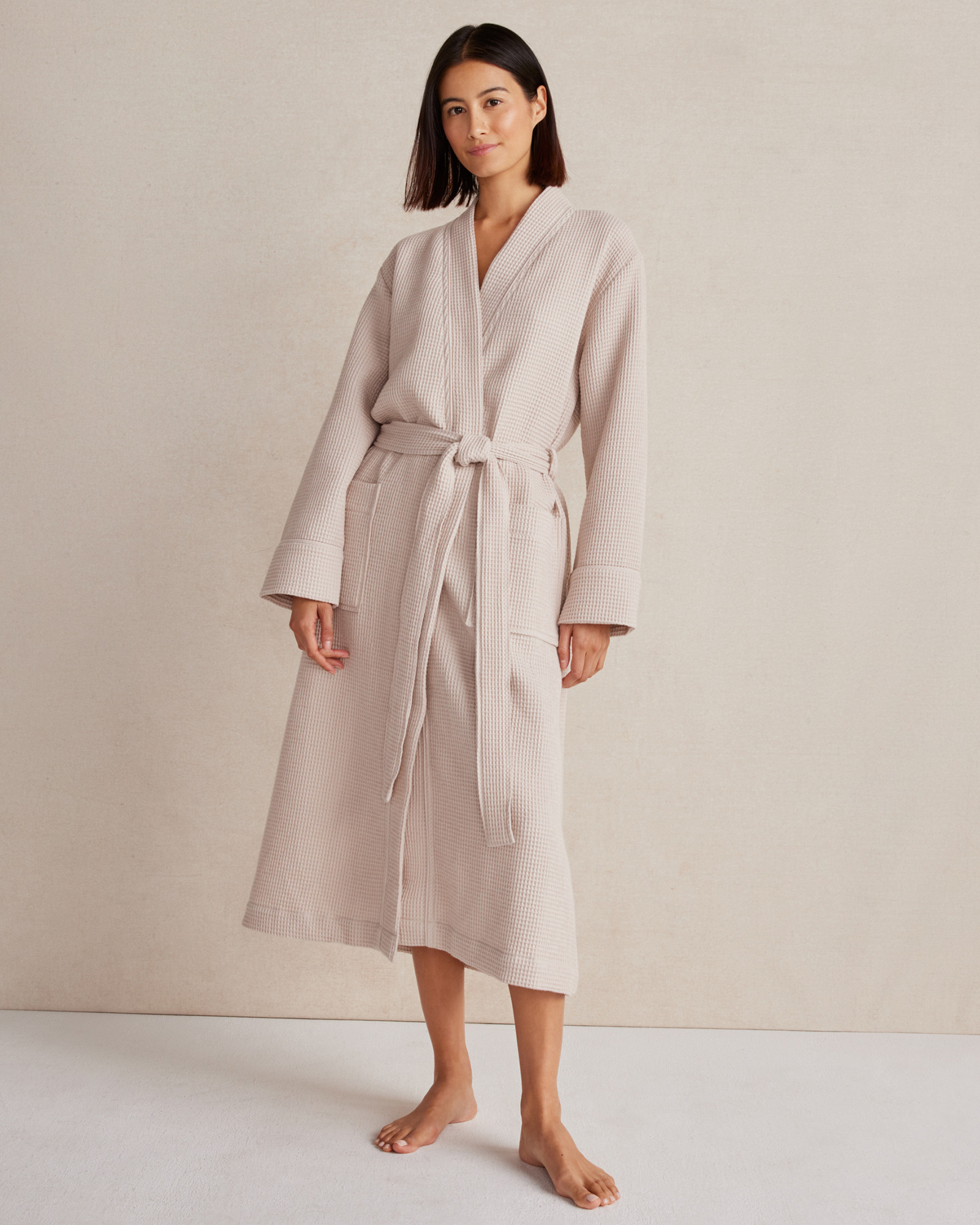 Organic Cotton Waffle Robe | Sand | Medium | Haven Well Within