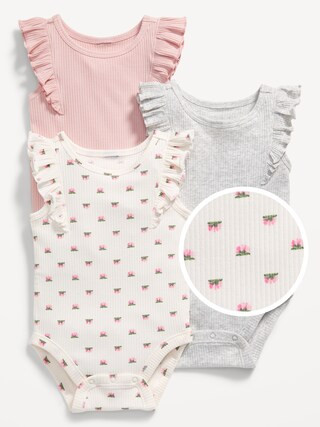 Sleeveless Ruffle-Trim Bodysuit 3-Pack for Baby | Old Navy (US)