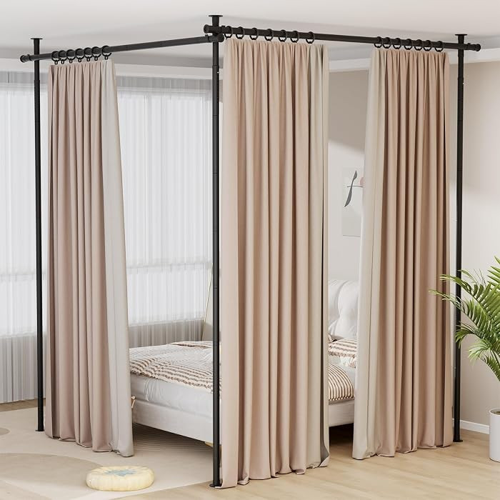 Mr IRONSTONE Room Divider, No Drilling Curtain Rod, 28-96"(W) 48-120"(H) Adjustable Heavy Duty Wa... | Amazon (CA)