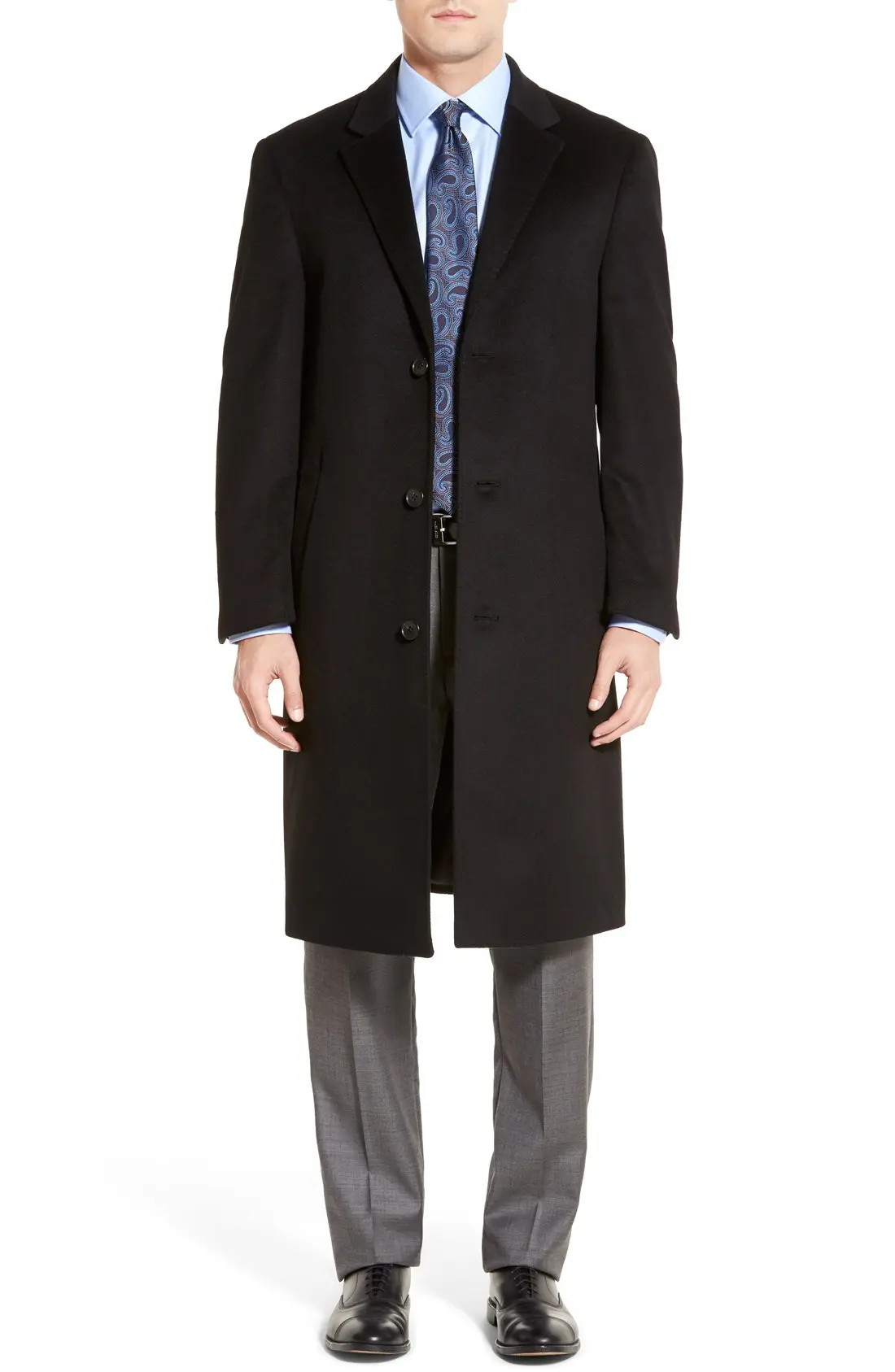 Hart Schaffner Marx Sheffield Classic Fit Wool & Cashmere Overcoat in Black at Nordstrom, Size 40 R | Nordstrom