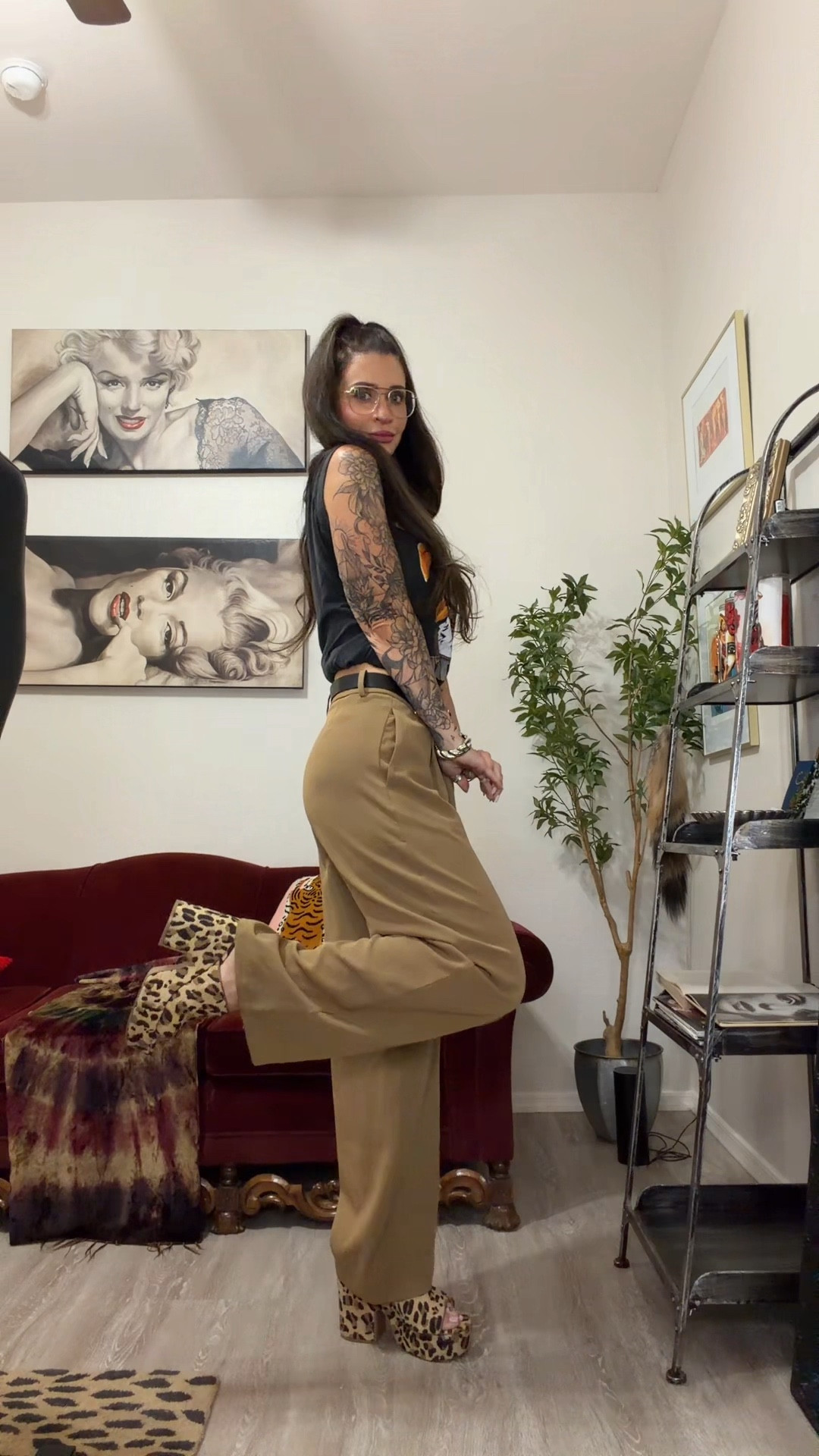 The slacks are @h&m but I couldn’t find the exact ones. I linked similar ones. And the top is vintage. 

Leopard shoes 
Women’s sandals
Women’s spring outfit


#LTKootd #LTKTall #LTKOver40